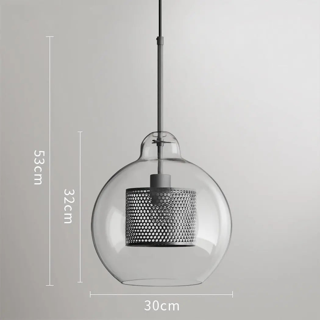 Mesh-Banded Glass Globe Pendant Light — Metal & Glass Shade in Sphere, Capsule & Oversized Silhouettes, Bronze Finish, E27 Modern Hanging Lamp for Kitchens, Bars, Bedrooms & Dining Rooms Erbstuk