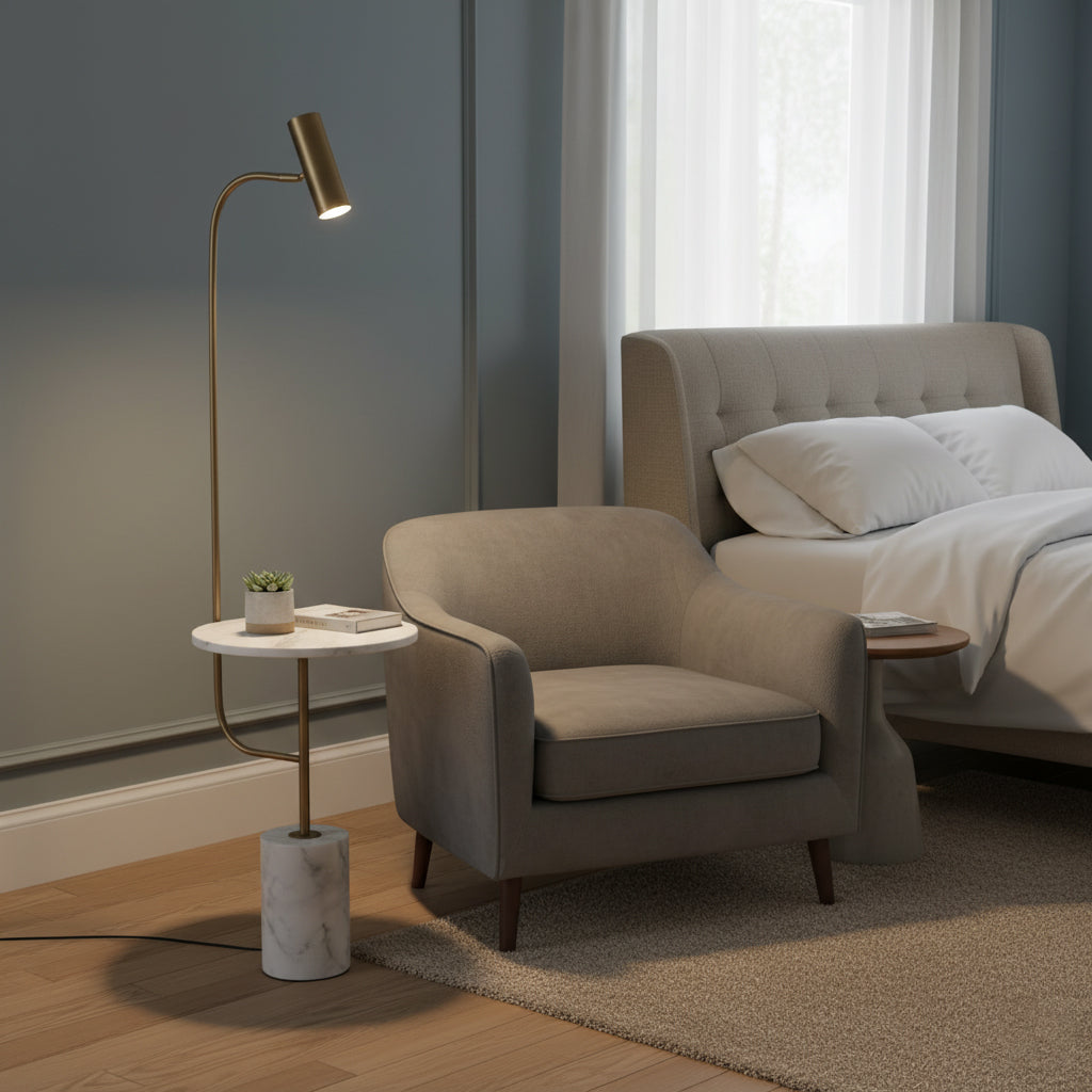 Marble Base Copper Floor Lamp