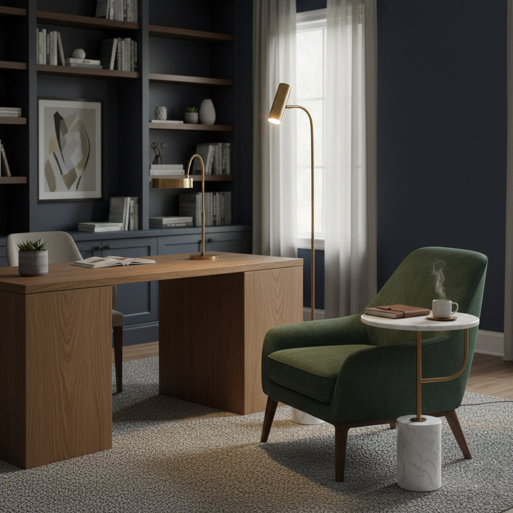 Marble Base Copper Floor Lamp
