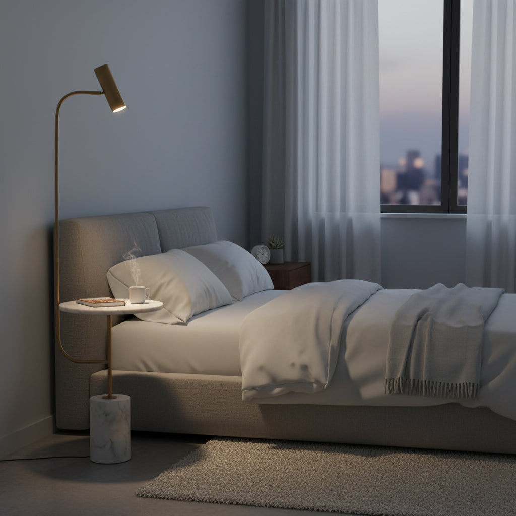 Marble Base Copper Floor Lamp