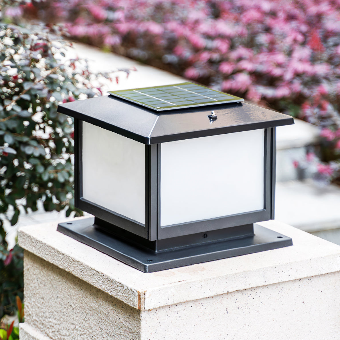 Frosted Drum Solar Outdoor Table Lamp