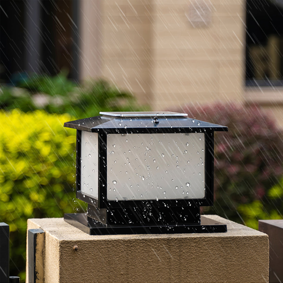 Frosted Drum Solar Outdoor Table Lamp