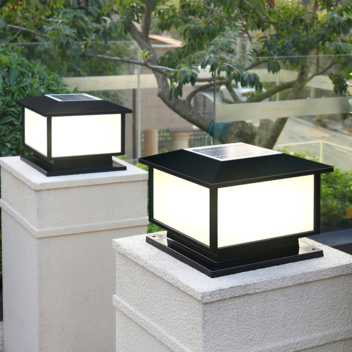 Frosted Drum Solar Outdoor Table Lamp