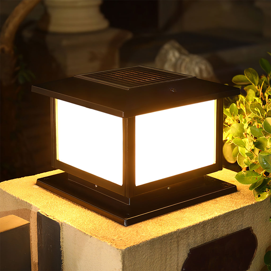 Frosted Drum Solar Outdoor Table Lamp