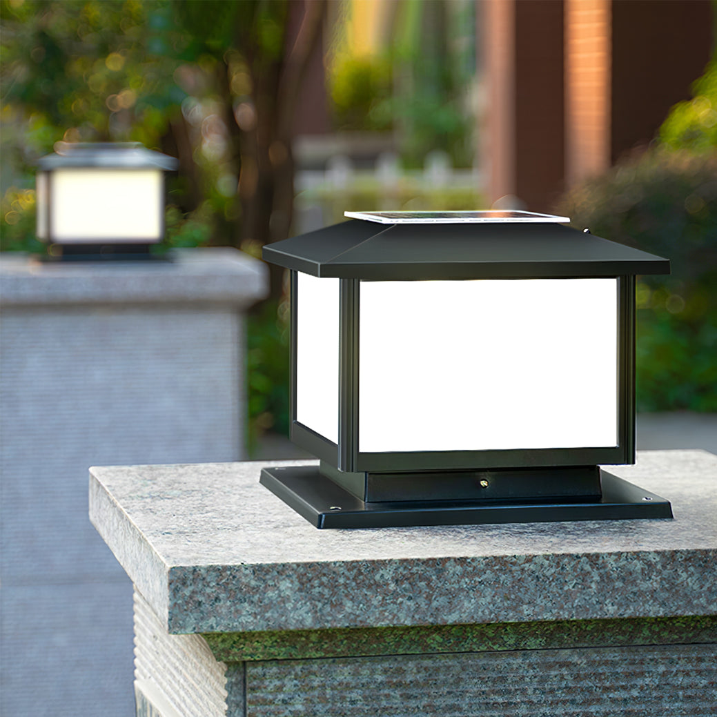 Frosted Drum Solar Outdoor Table Lamp