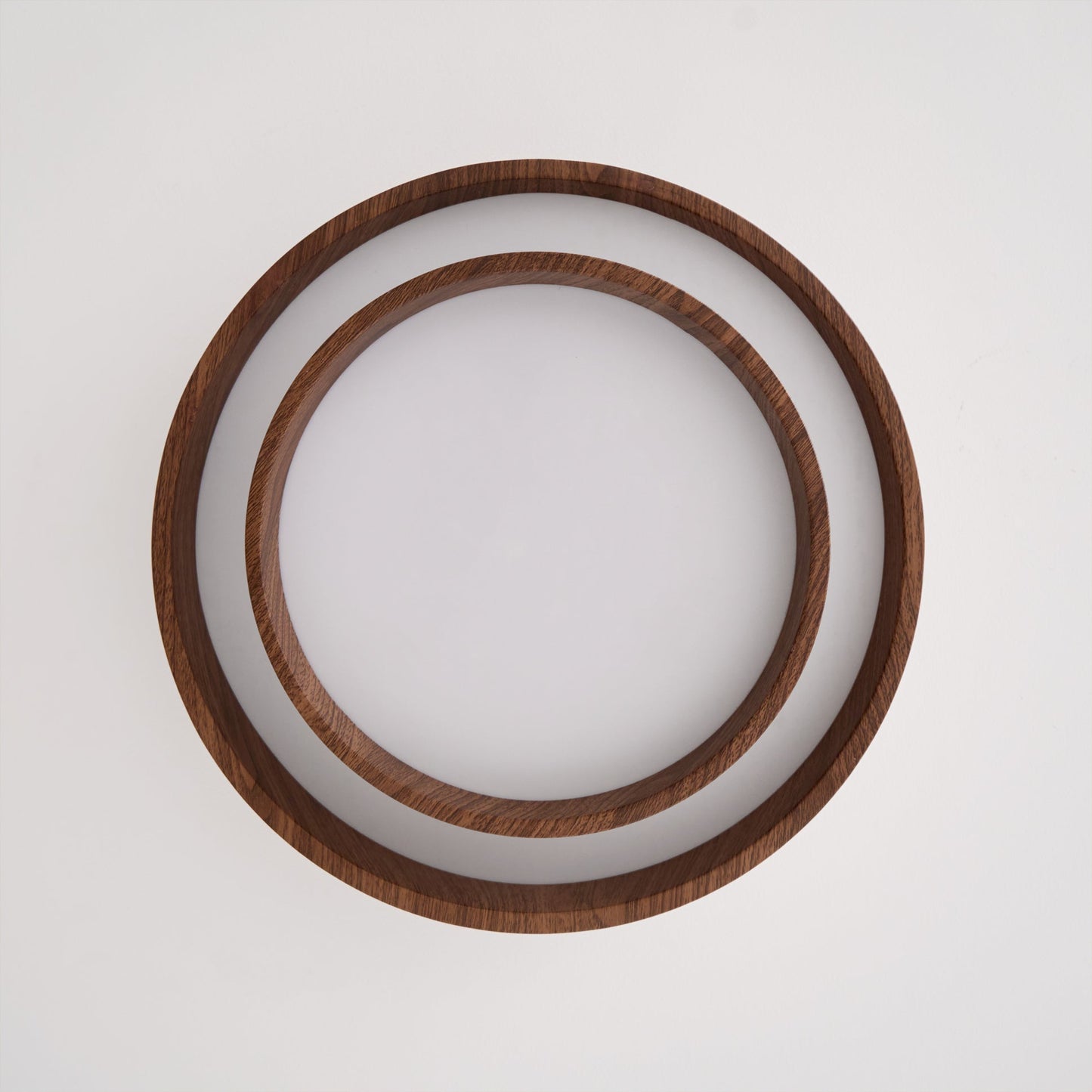 Walnut-Finish Round LED Flush Mount Ceiling Light