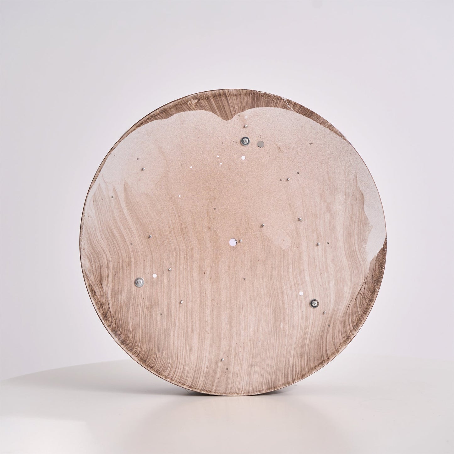 Walnut-Finish Round LED Flush Mount Ceiling Light