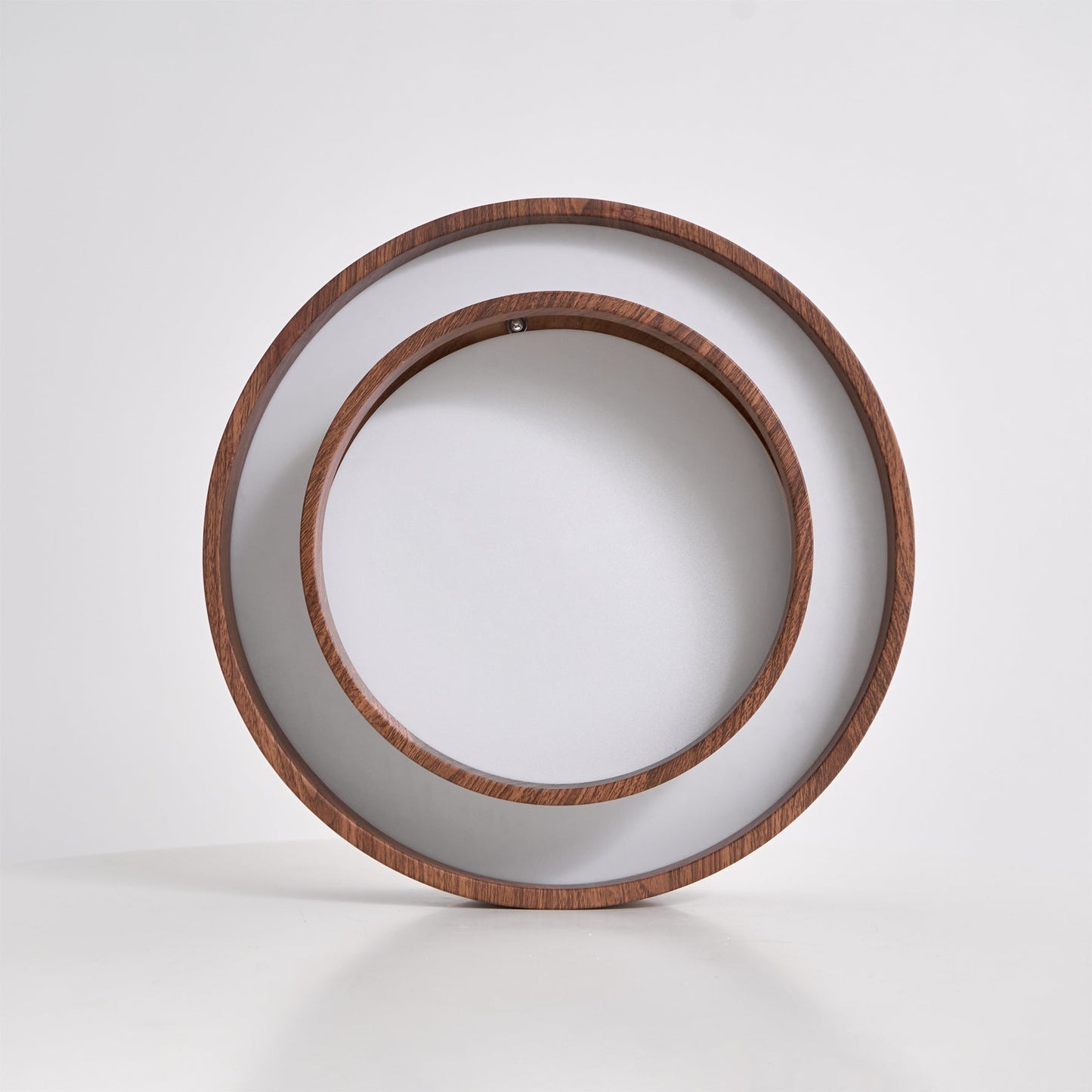 Walnut-Finish Round LED Flush Mount Ceiling Light