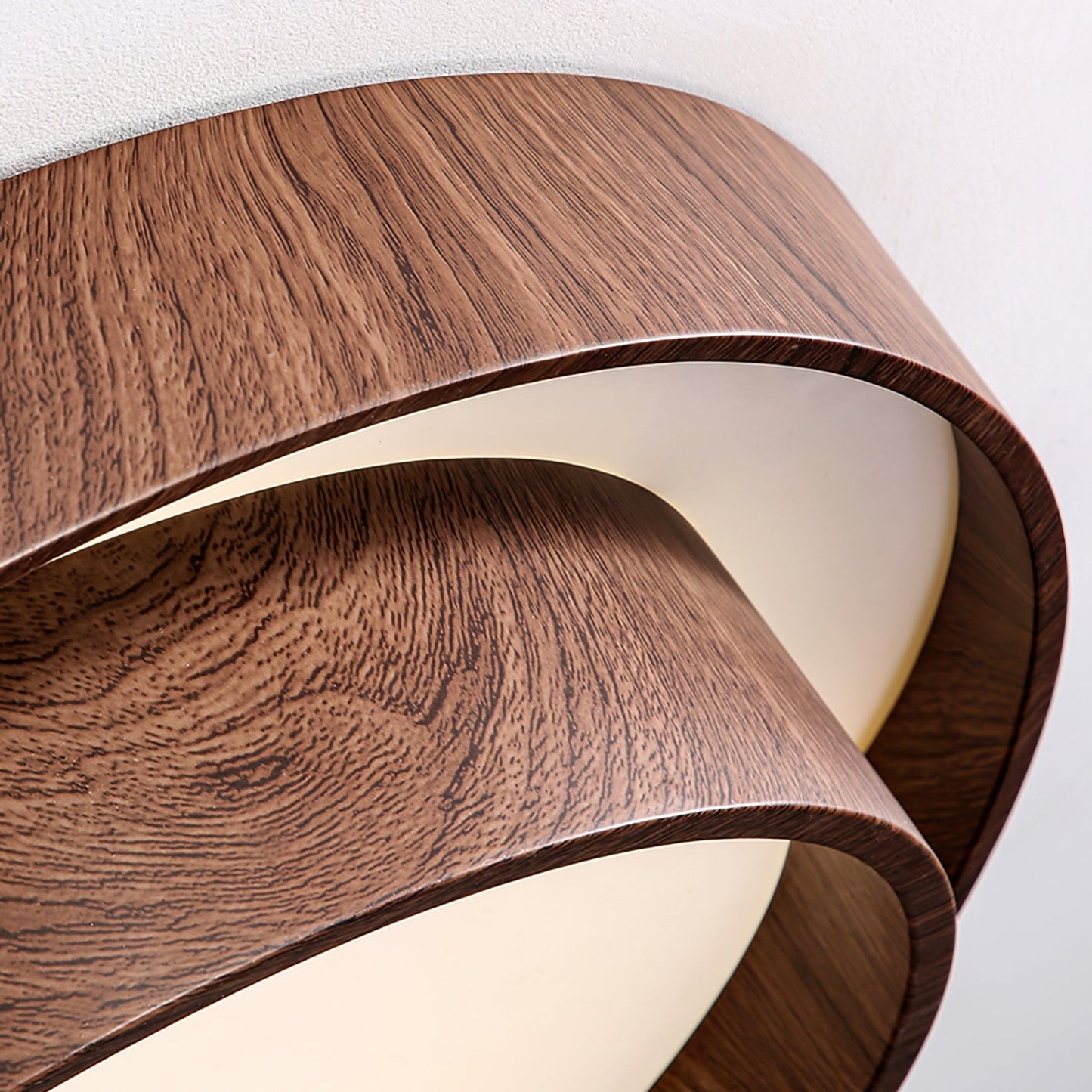 Walnut-Finish Round LED Flush Mount Ceiling Light