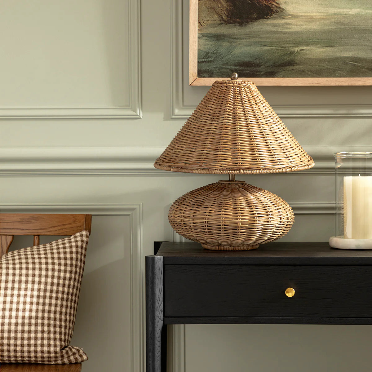Woven Rattan Cone Table Lamp