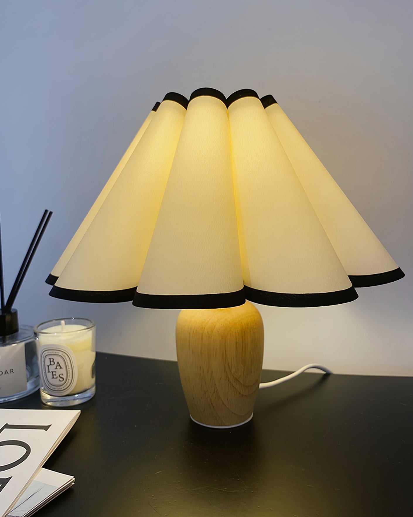 Pleated Shade Cordless Table Lamp