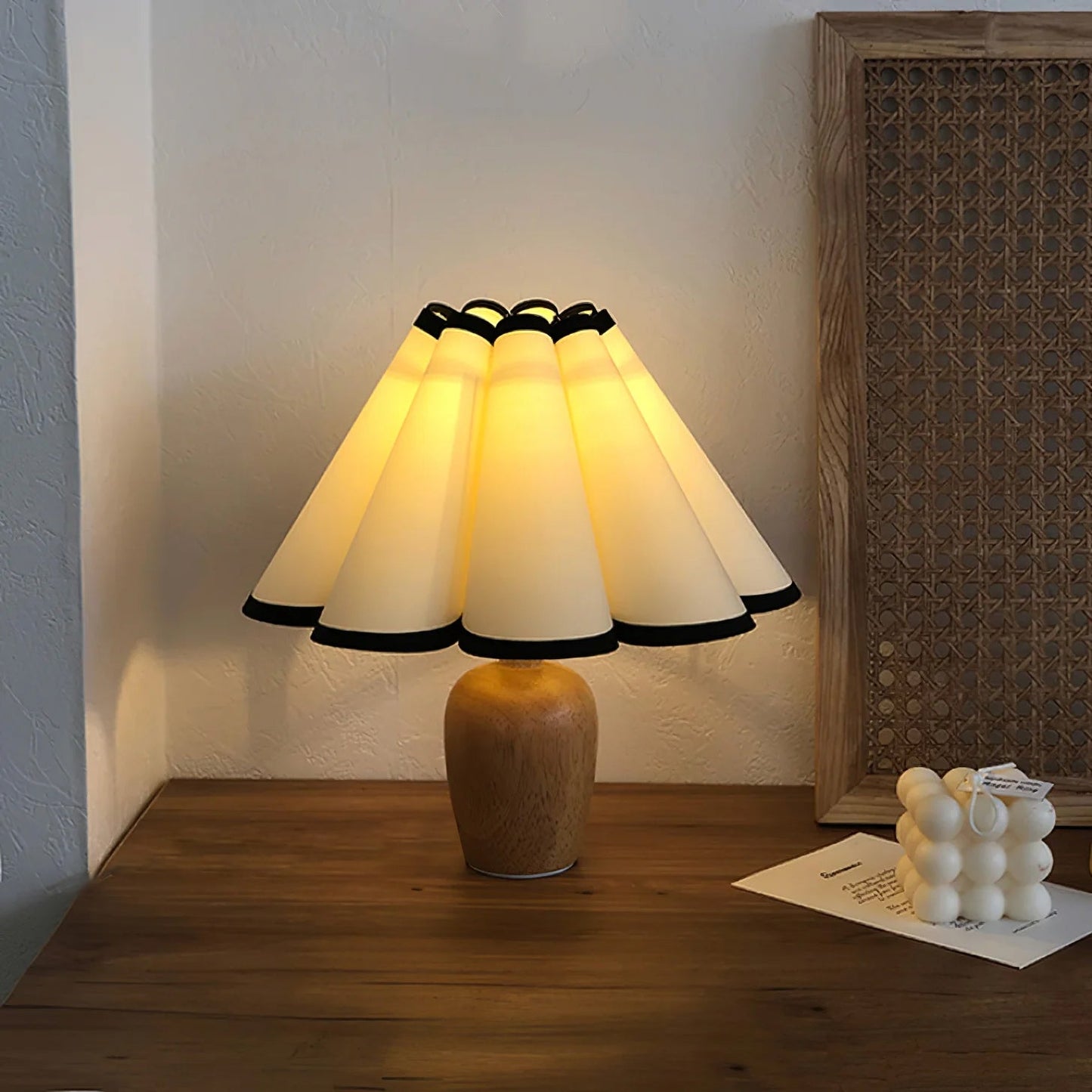 Pleated Shade Cordless Table Lamp