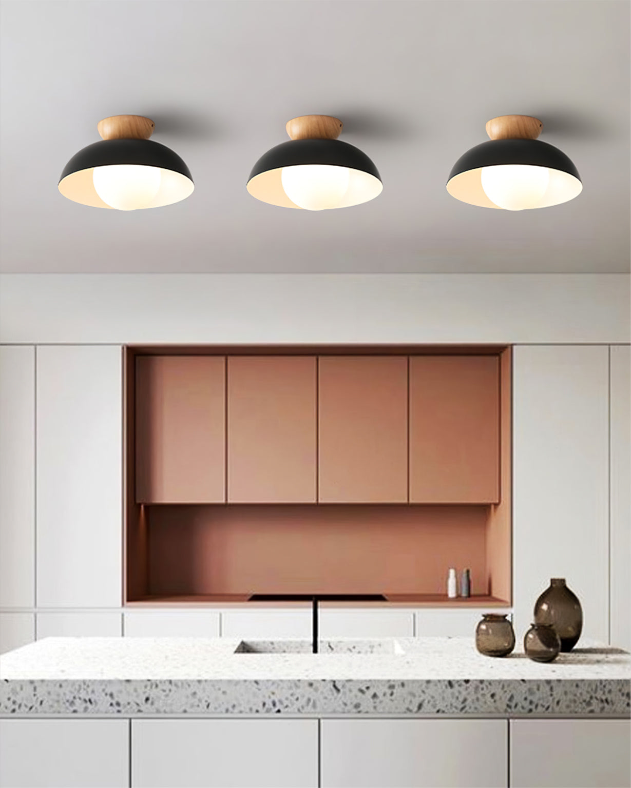 Sculptural Dome Semi-Flush Ceiling Light