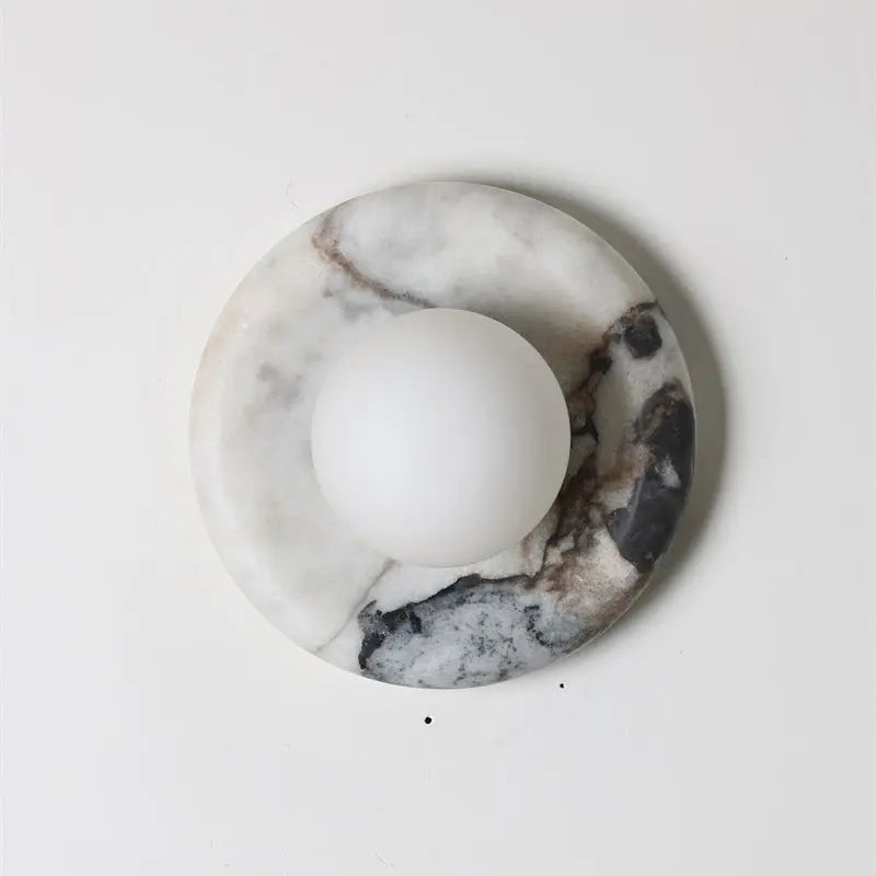 Natural Stone Wall Sconce — Round Designer Wall Light Fixture, Each Piece One-of-a-Kind — Wall Lights for Bedroom, Wall Lights for Living Room — Indoor Wall Lamp for Hallway and Den/Study Erbstuk