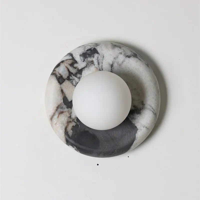 Natural Stone Wall Sconce — Round Designer Wall Light Fixture, Each Piece One-of-a-Kind — Wall Lights for Bedroom, Wall Lights for Living Room — Indoor Wall Lamp for Hallway and Den/Study Erbstuk