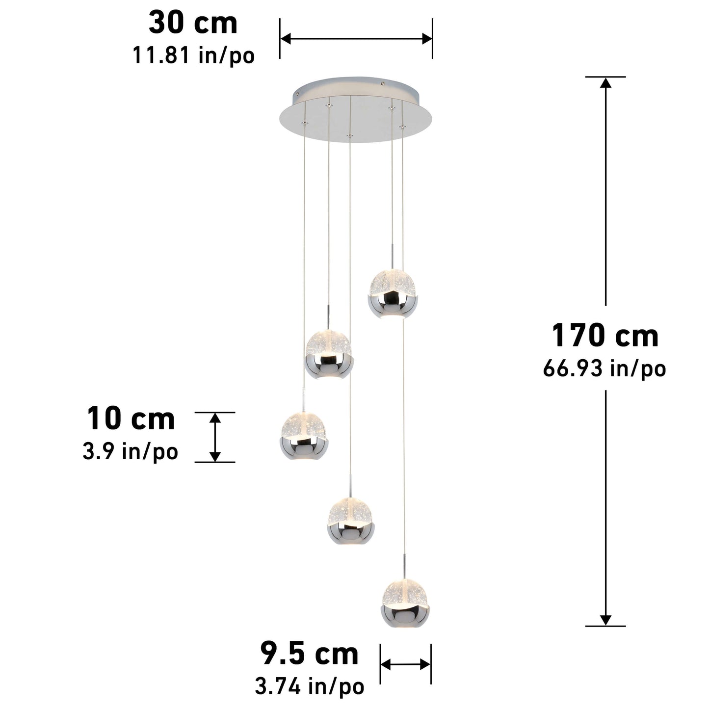 Lund Chrome Bubble Cluster Pendant