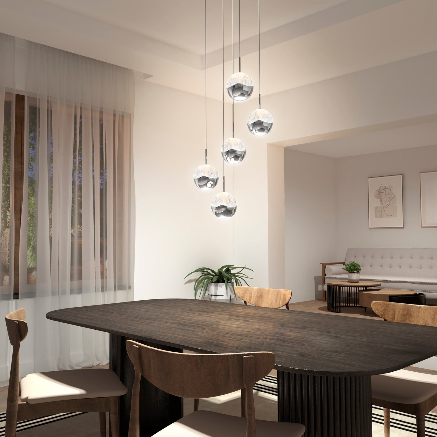 Lund Chrome Bubble Cluster Pendant