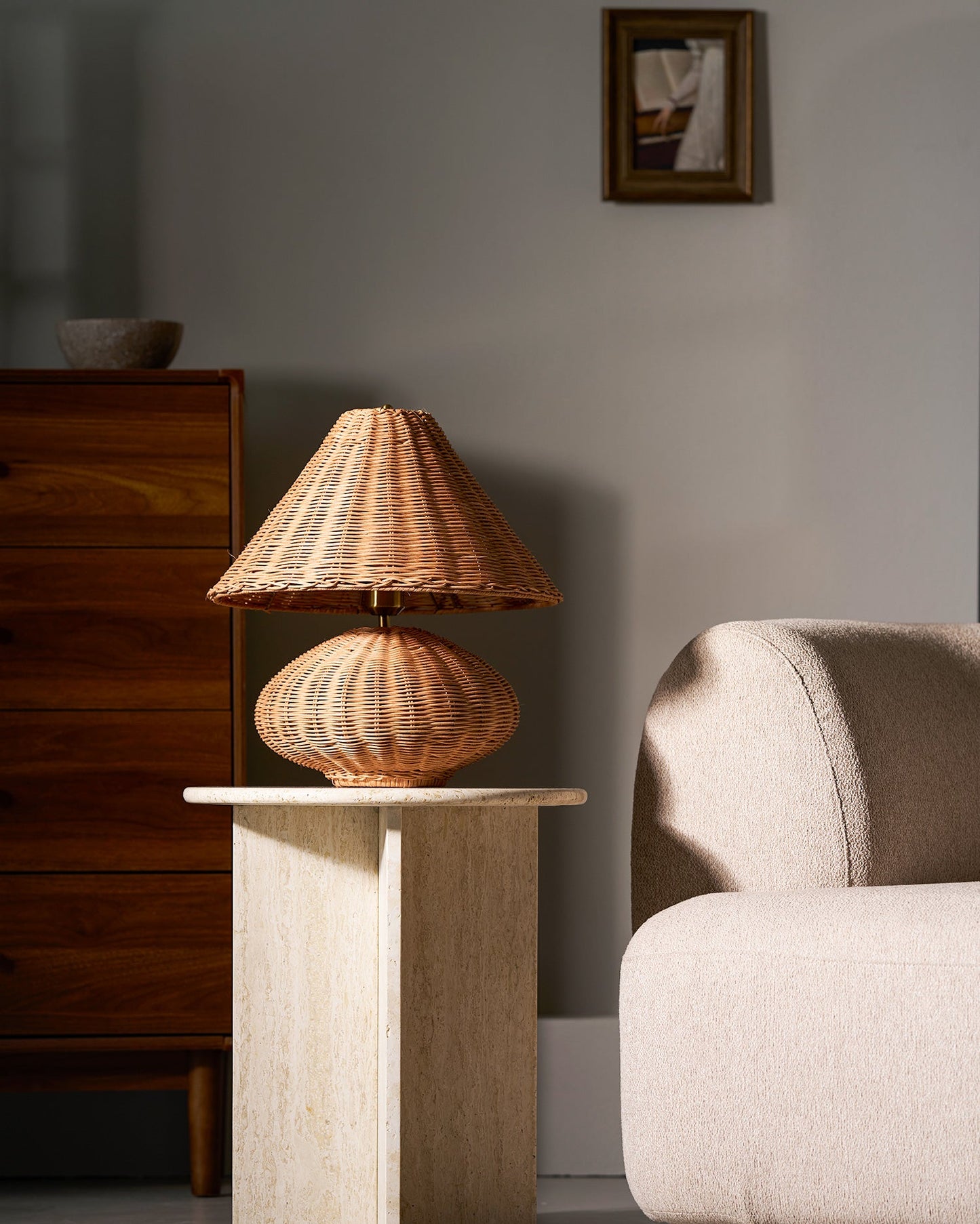 Woven Rattan Cone Table Lamp