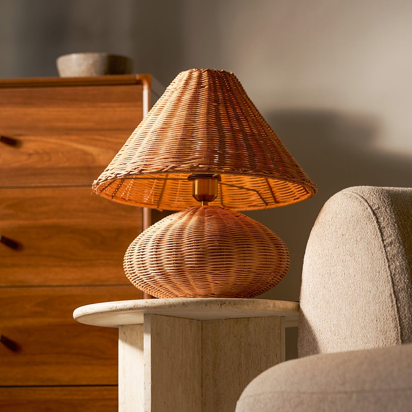Woven Rattan Cone Table Lamp