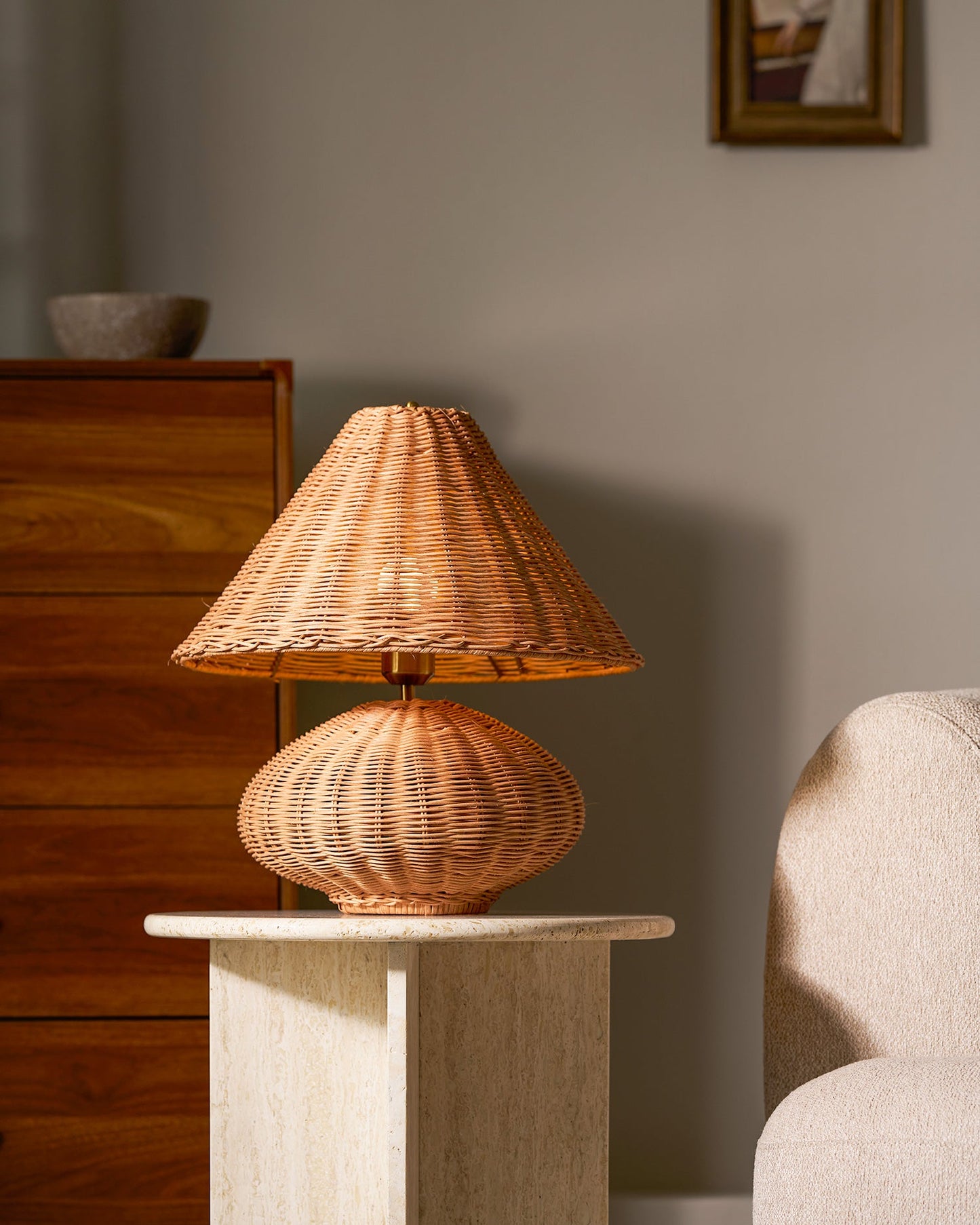 Woven Rattan Cone Table Lamp