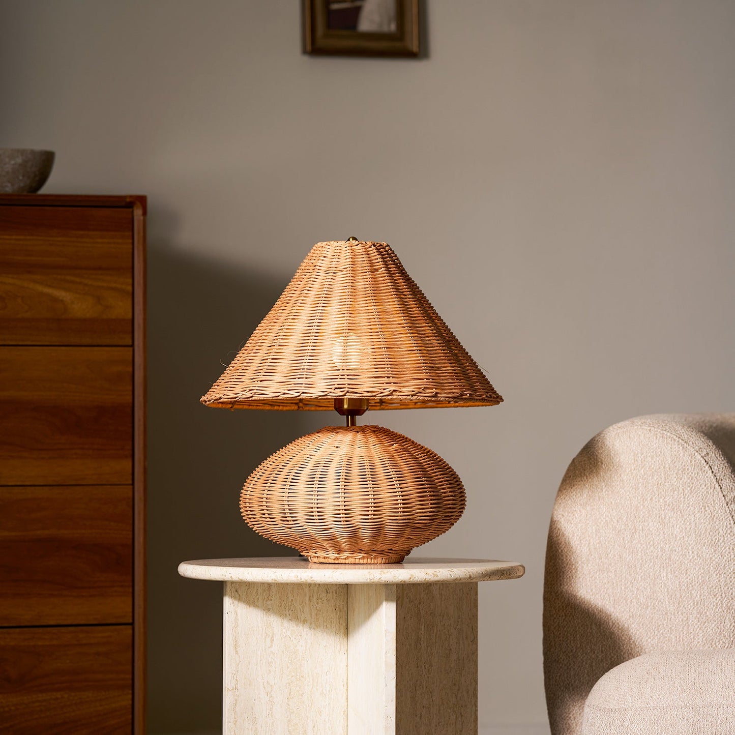 Woven Rattan Cone Table Lamp