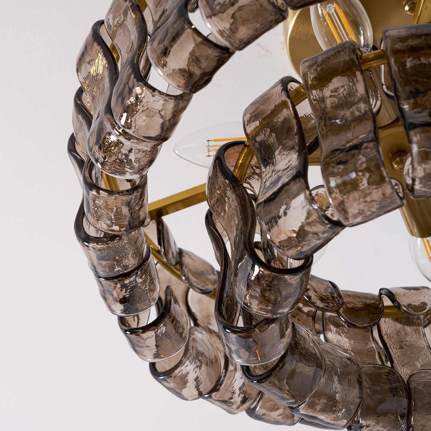 Ice-Textured Glass Round Flush Mount Ceiling Light