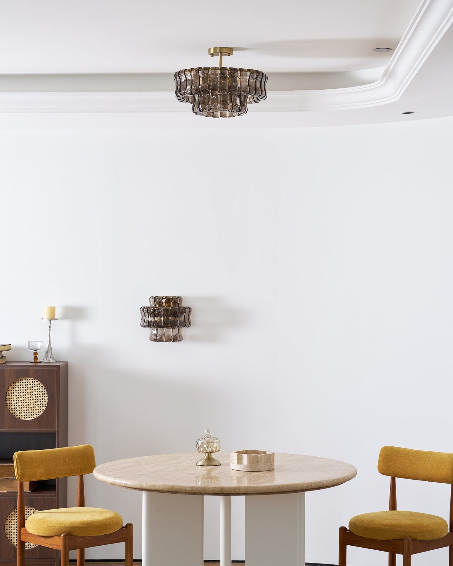 Ice-Textured Glass Round Flush Mount Ceiling Light