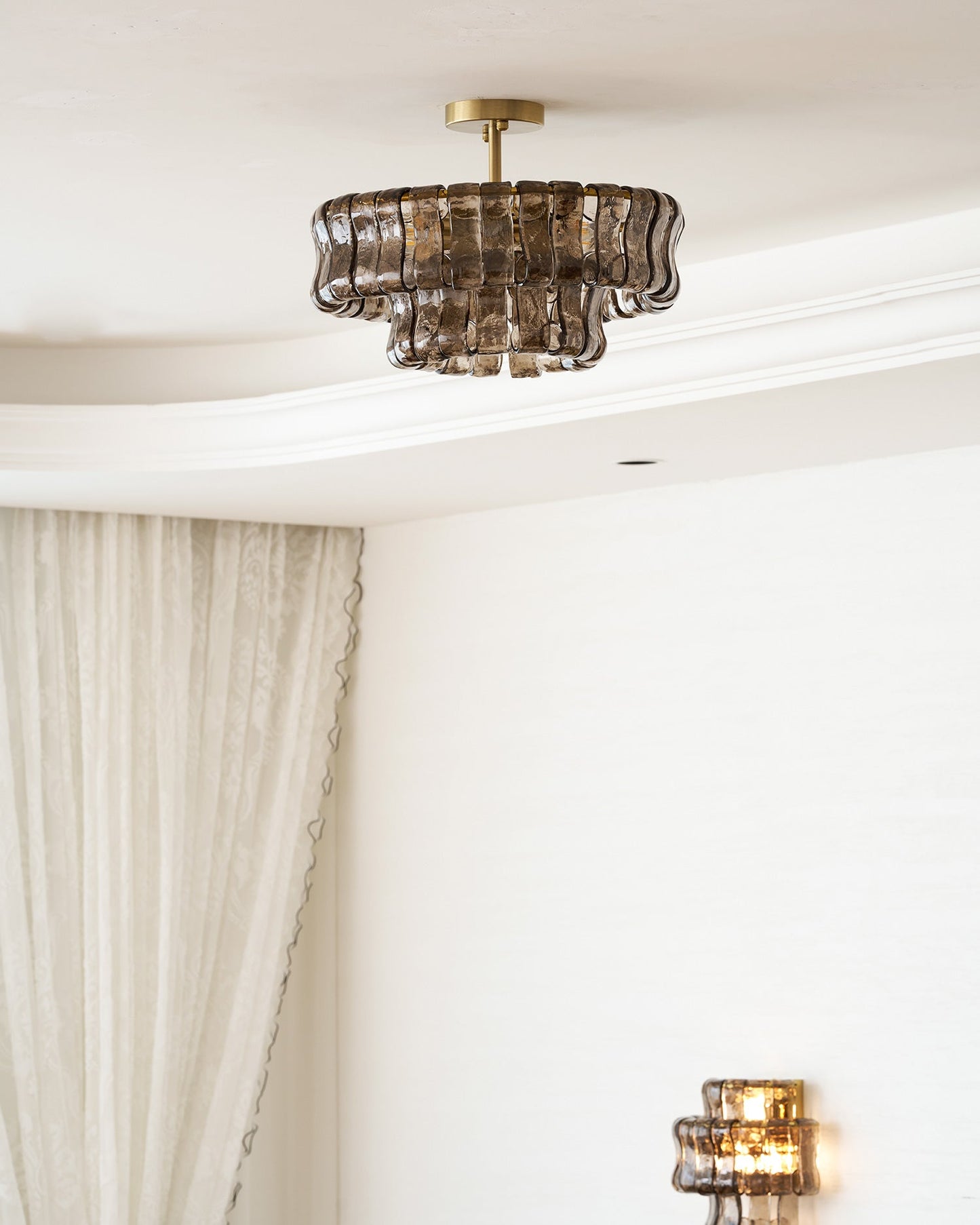 Ice-Textured Glass Round Flush Mount Ceiling Light