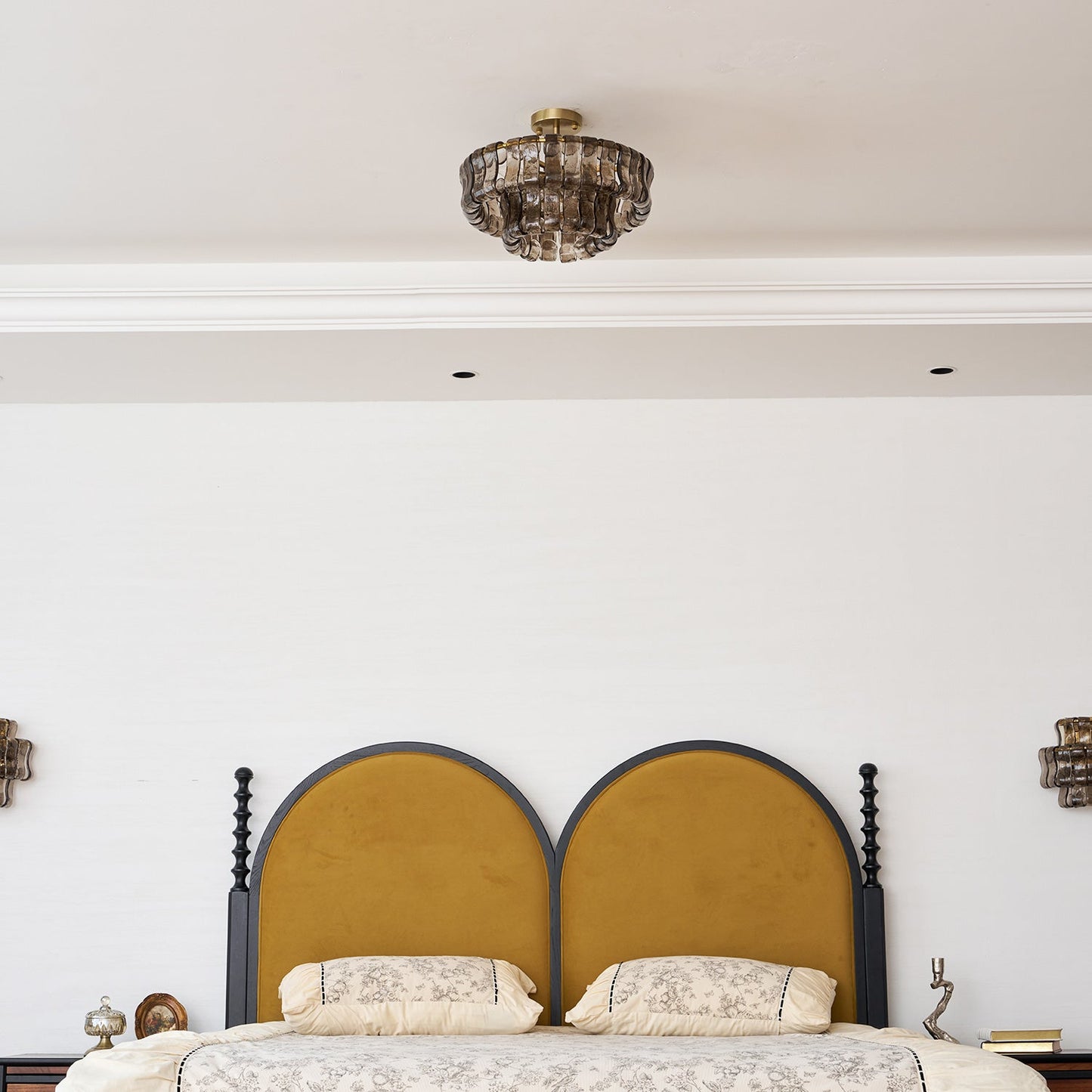 Ice-Textured Glass Round Flush Mount Ceiling Light