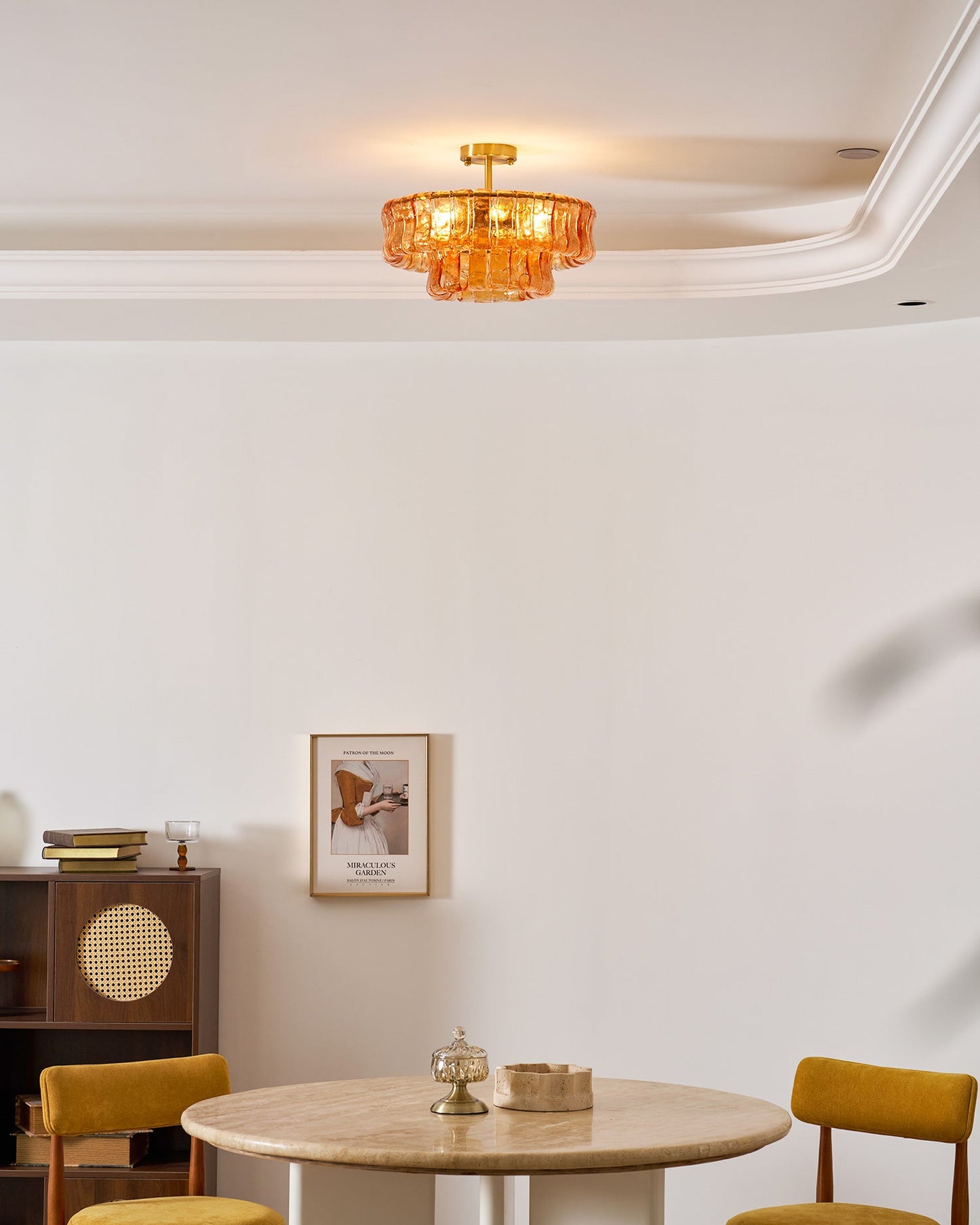 Ice-Textured Glass Round Flush Mount Ceiling Light