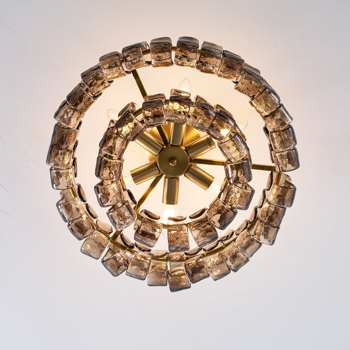 Ice-Textured Glass Round Flush Mount Ceiling Light
