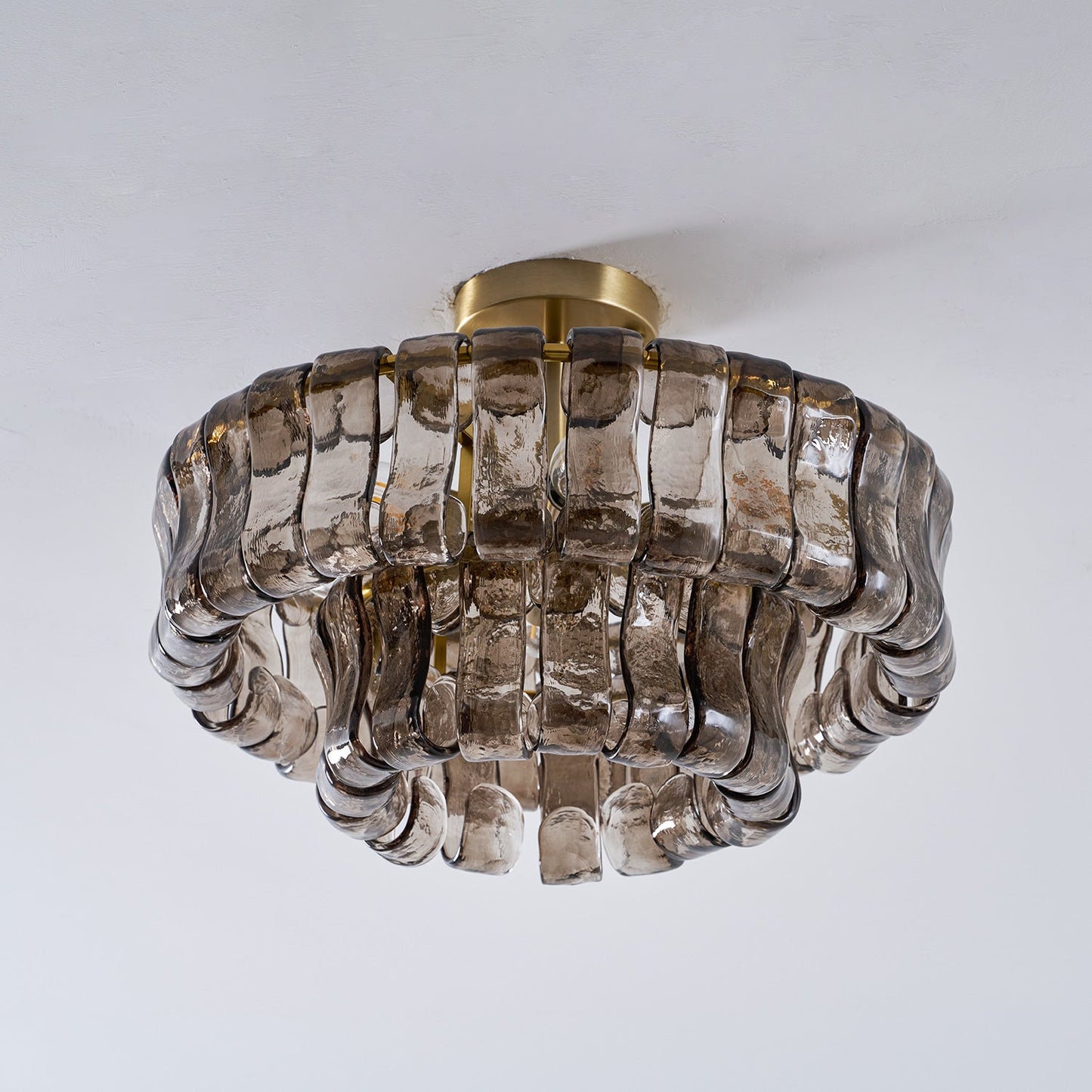 Ice-Textured Glass Round Flush Mount Ceiling Light