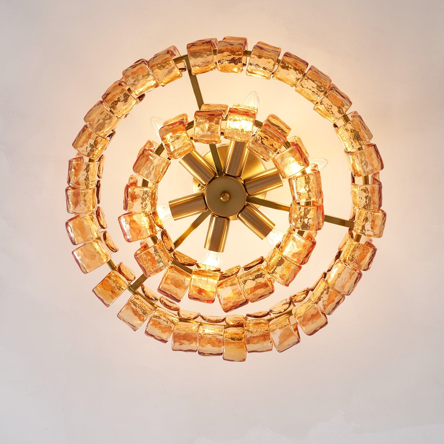 Ice-Textured Glass Round Flush Mount Ceiling Light
