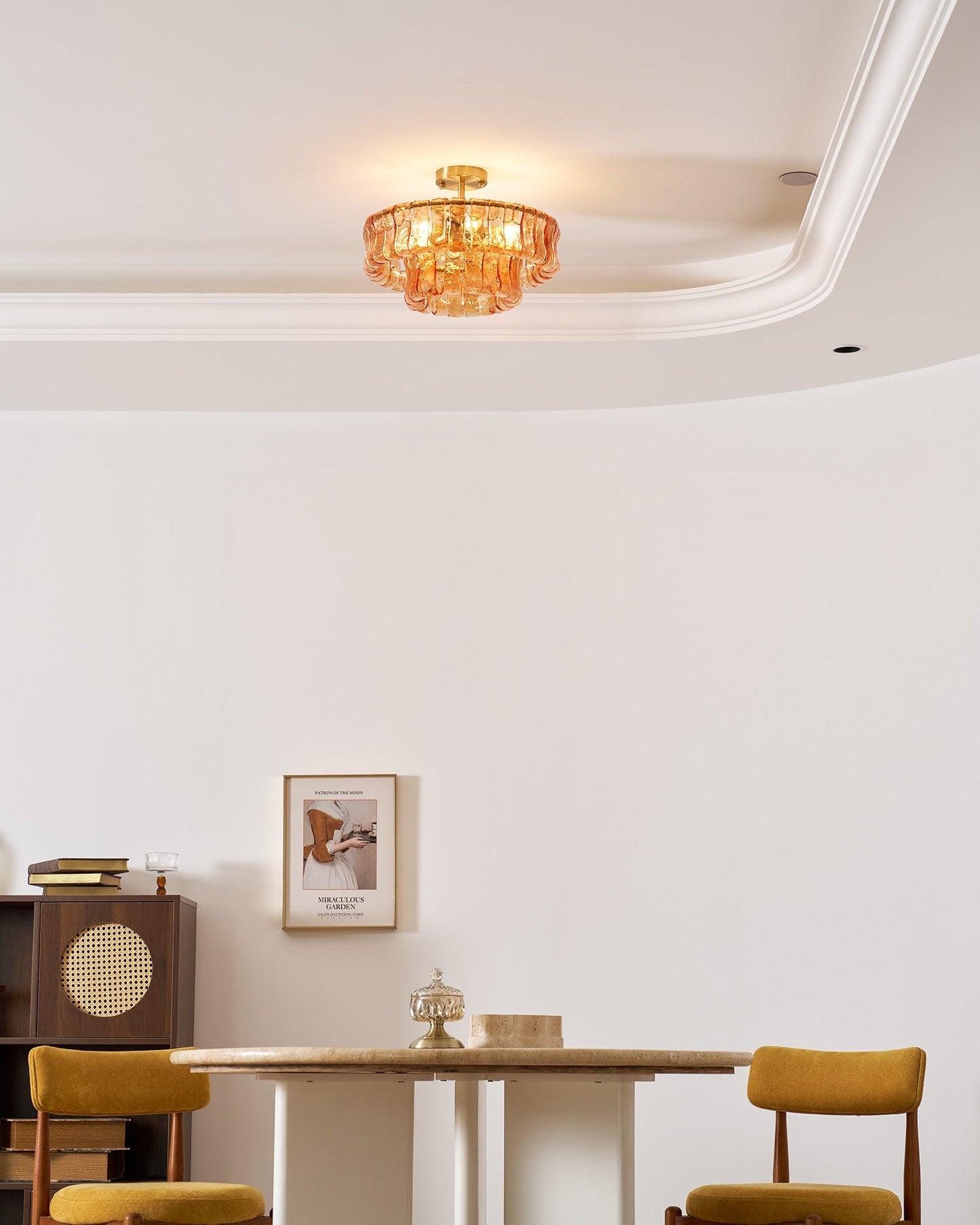 Ice-Textured Glass Round Flush Mount Ceiling Light