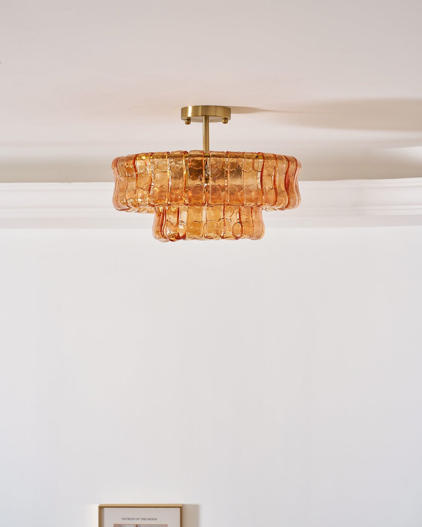 Ice-Textured Glass Round Flush Mount Ceiling Light