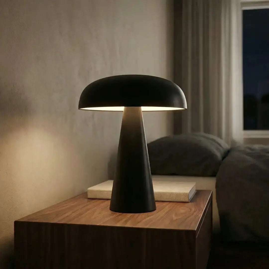 Portable Mushroom Table Lamp — Touch Control Rechargeable LED Nightstand Lamp, Cordless — Bedside Lamp, Patio and Camping Lamp — Dimmable Warm-to-White Accent Light Erbstuk