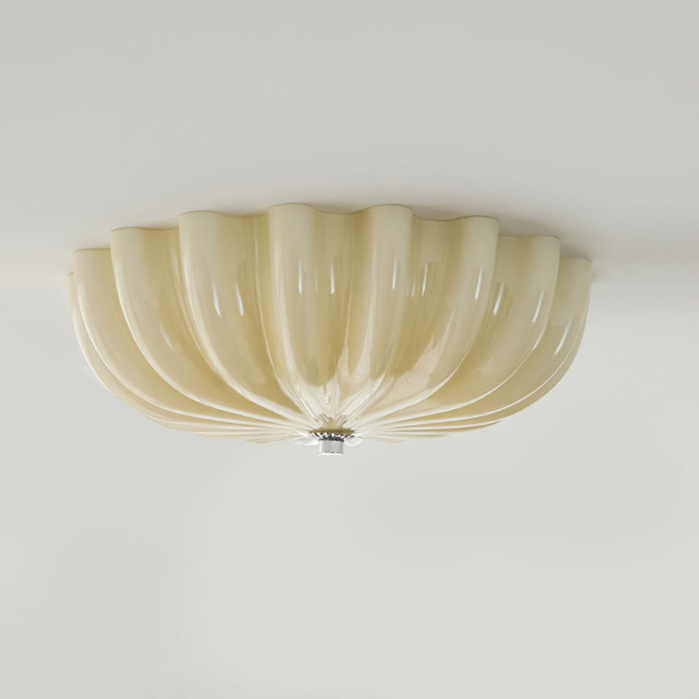 Petal Glass Flush Mount Ceiling Light — Cream