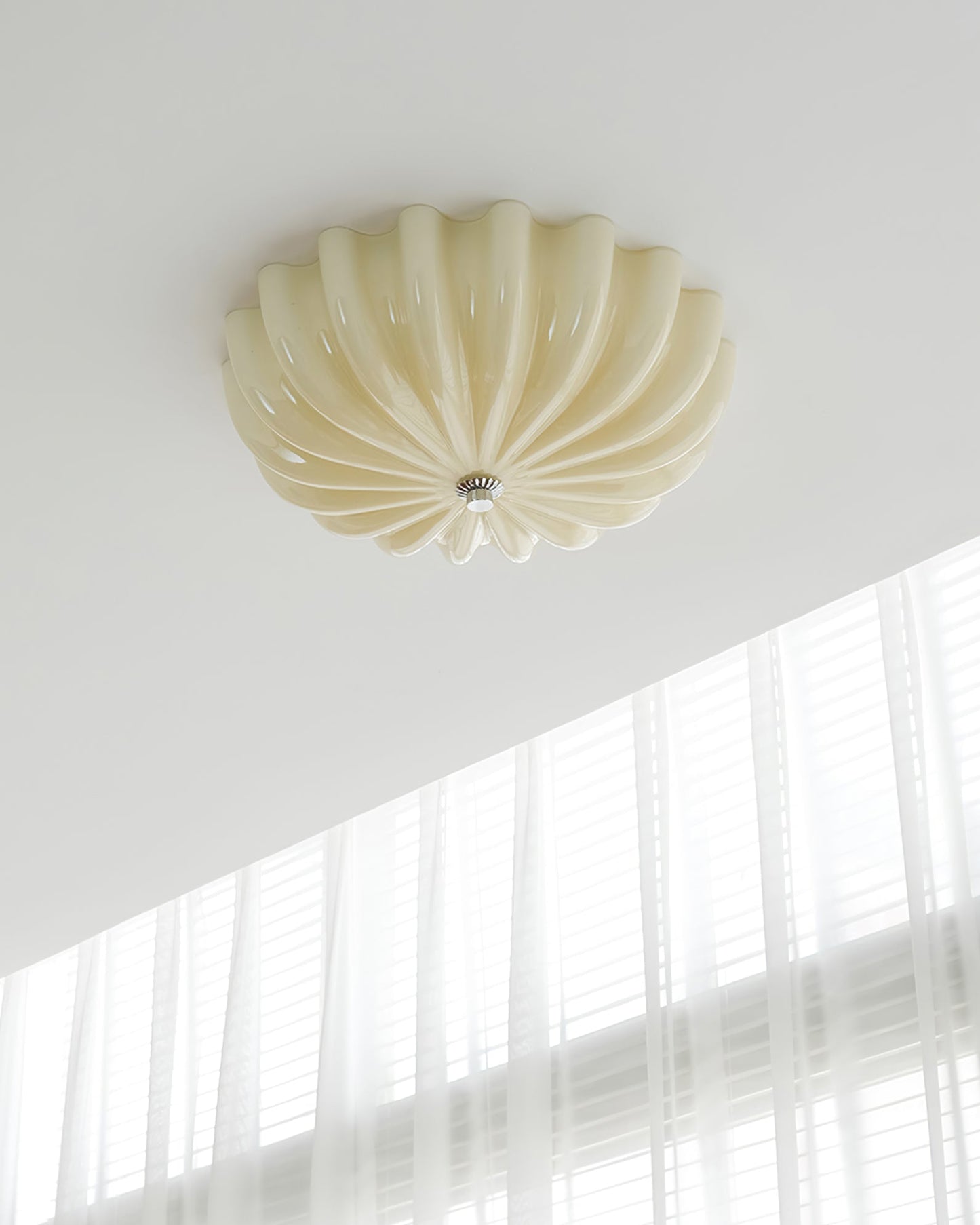 Petal Glass Flush Mount Ceiling Light — Cream