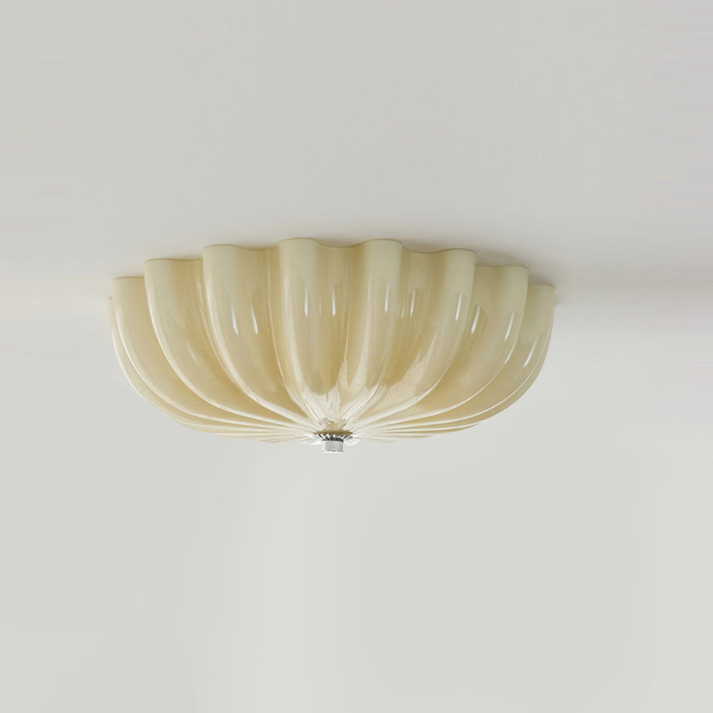 Petal Glass Flush Mount Ceiling Light — Cream