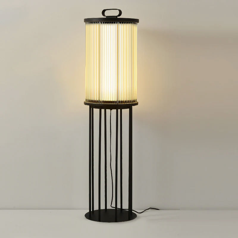 Glass Cylinder Solar Lantern Floor Lamp