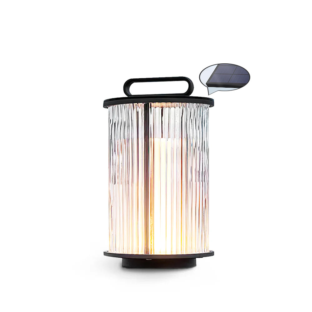 Glass Cylinder Solar Lantern Table Lamp