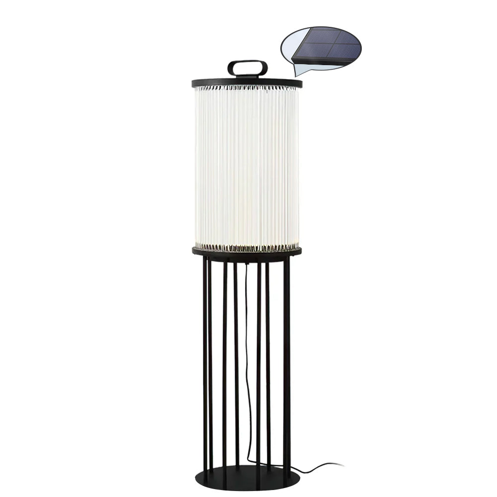 Glass Cylinder Solar Lantern Floor Lamp