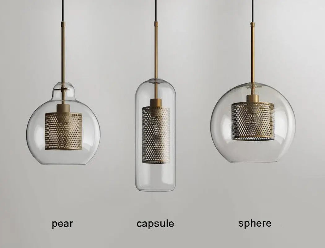 Mesh-Banded Glass Globe Pendant Light — Metal & Glass Shade in Sphere, Capsule & Oversized Silhouettes, Bronze Finish, E27 Modern Hanging Lamp for Kitchens, Bars, Bedrooms & Dining Rooms Erbstuk