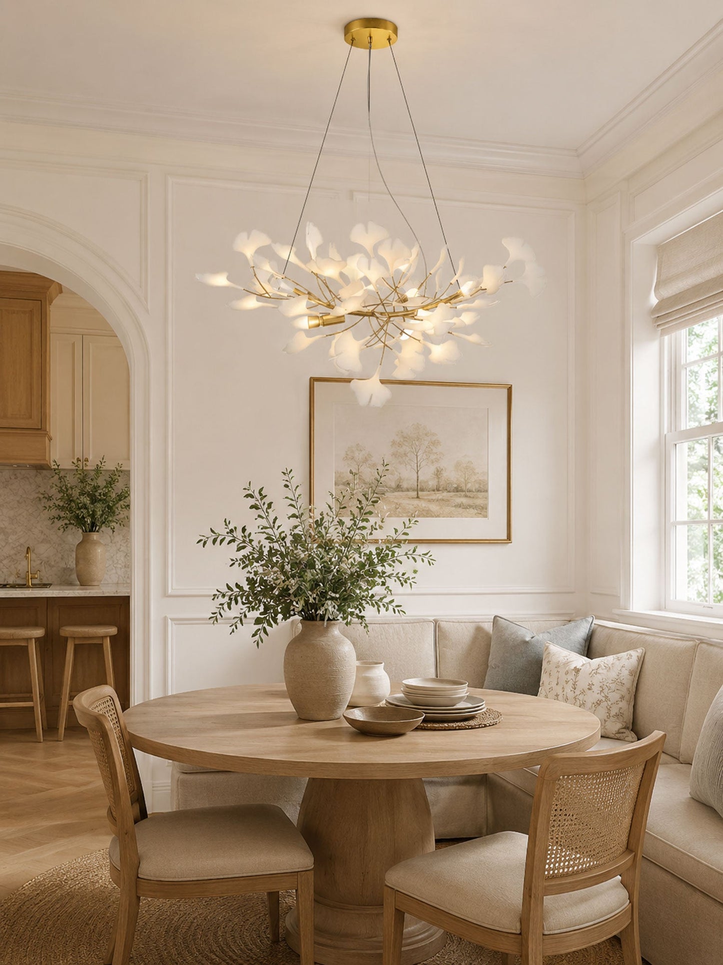 Ceramic Ginkgo Leaf Linear Chandelier